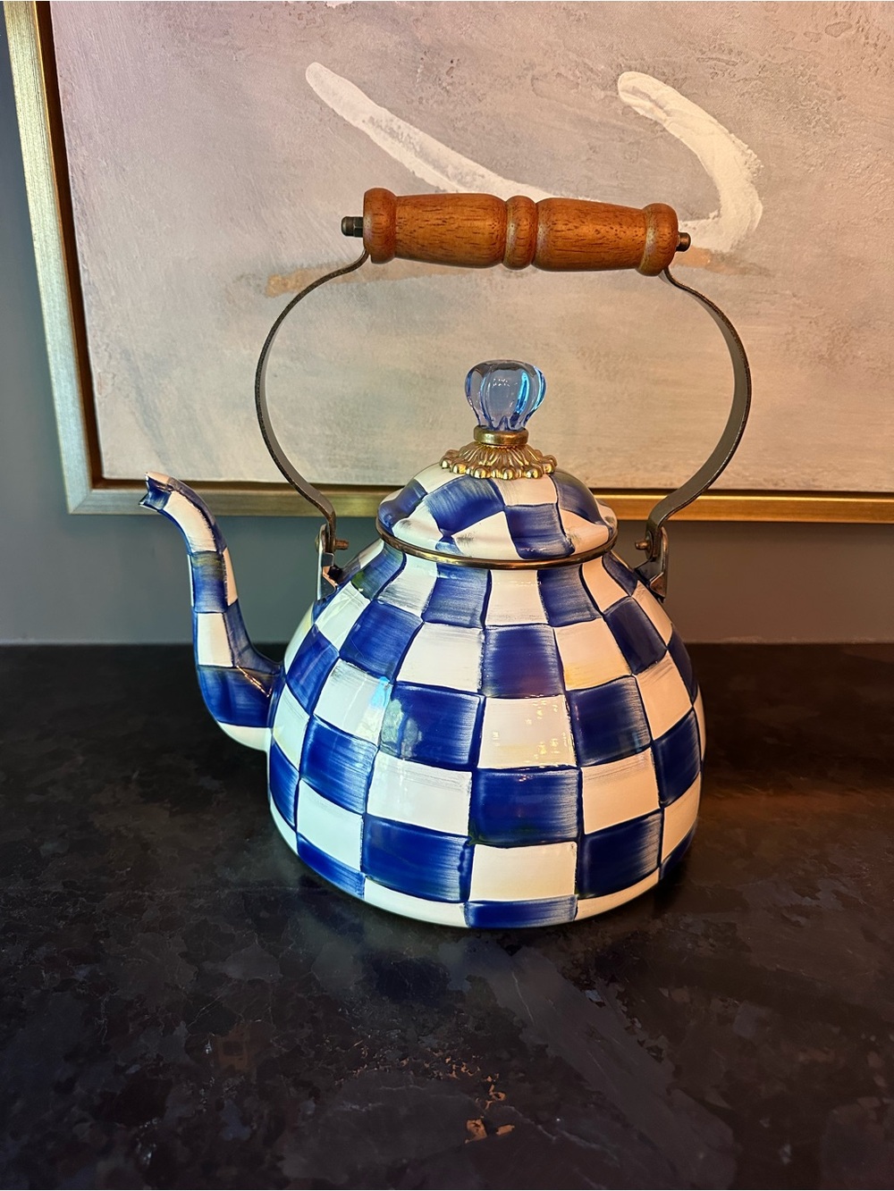 MacKenzie-Childs Royal Check 2 Quart Tea Kettle